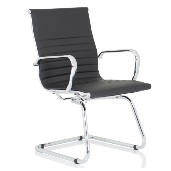 Nola Black Leather Cantilever Chair