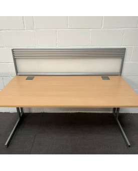 Grey Opaque Straight Desk Divider - 1600 