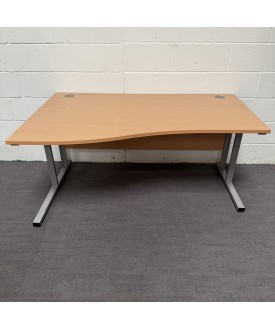 Beech Left Handed Wave Desk-1600- Cantilever