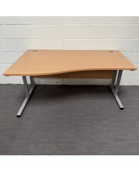 Beech Left Handed Wave Desk-1600- Cantilever