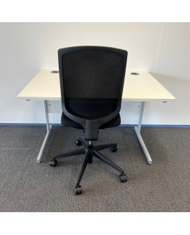 White Straight Desk and Chair Set-1200 x 800