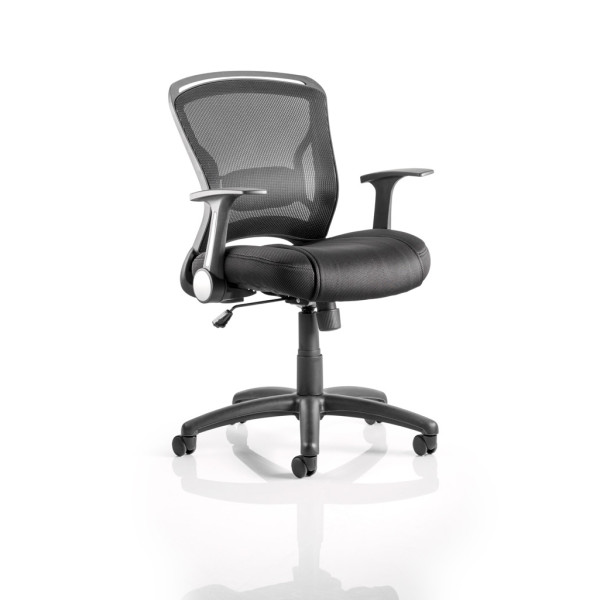 Zeus Task Operator Chair Black Fabric Black Mesh Back With Arms
